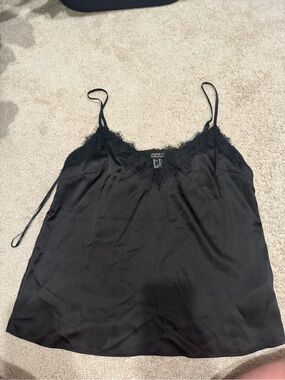 Forever 21 Black Lace Trim Satin Camisole